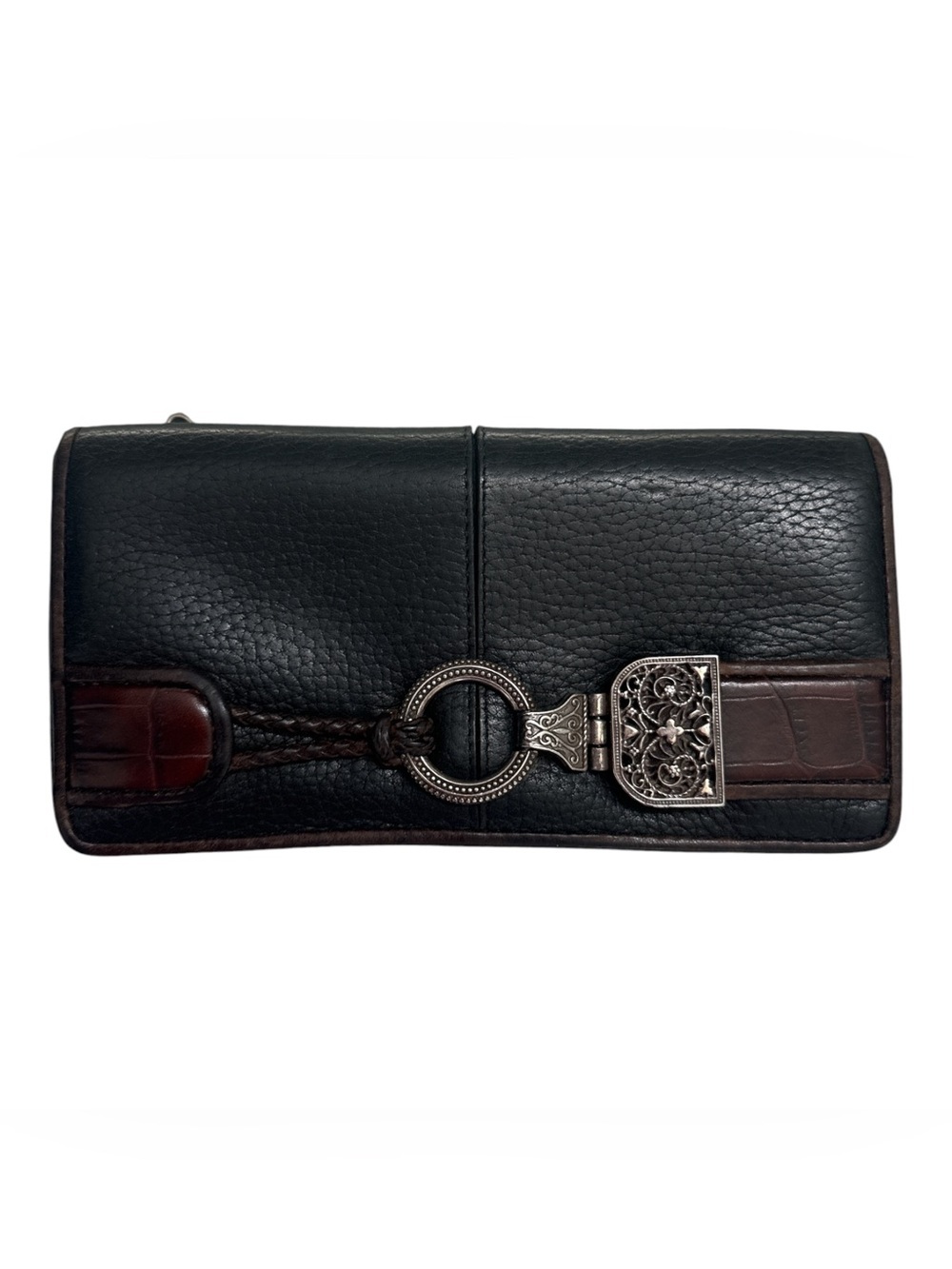 Brighton Nepal Organizer Black Leather Wallet Clutch